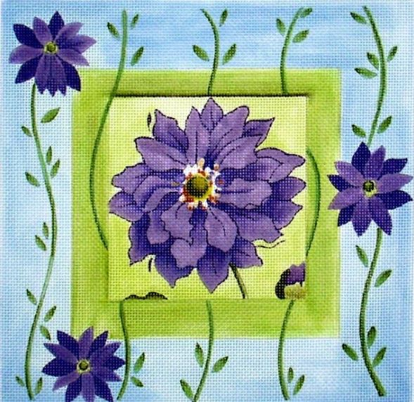 click here to view larger image of Purple Flowers in Square (hand painted canvases)