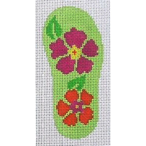 click here to view larger image of Flip Flop - Tropical Floral (hand painted canvases)