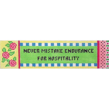 click here to view larger image of Bookweight - Never Mistake Endurance for Hospitality (hand painted canvases)