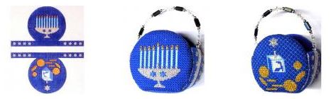 click here to view larger image of Basket - Hanukkah (hand painted canvases)