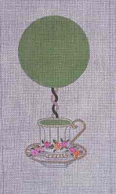 click here to view larger image of Hydrangea Topiary in Teacup (hand painted canvases)