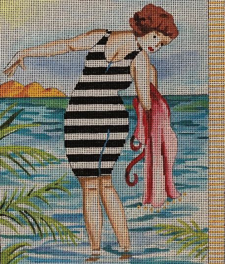 click here to view larger image of Lady on Beach (hand painted canvases)