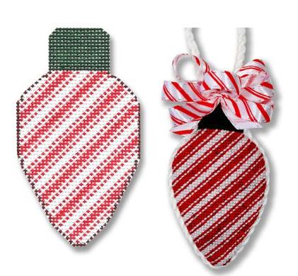 click here to view larger image of Light Bulb - Red/White Ticking (hand painted canvases)