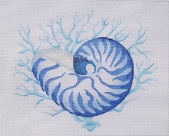 click here to view larger image of Nautilus on Coral - Blues (hand painted canvases 2)