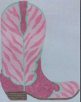 click here to view larger image of Cowgirl Boot Pink/Zebra - Pointing Right (hand painted canvases 2)