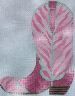 click here to view larger image of Cowgirl Boot Pink/Zebra - Pointing Left (hand painted canvases 2)