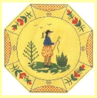 click here to view larger image of Boy Quimper Plate (hand painted canvases)
