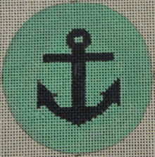 click here to view larger image of Anchor on Solid Background - Navy/Seafoam (hand painted canvases)