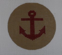 click here to view larger image of Anchor on Solid Background - Red/Khaki (hand painted canvases)