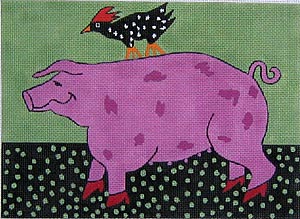 click here to view larger image of Pig and Rooster (hand painted canvases)
