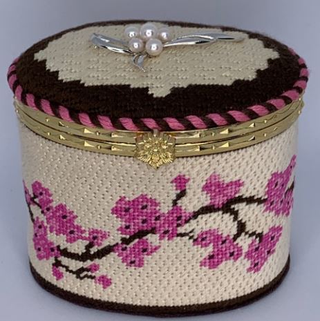 click here to view larger image of Cherry Blossoms Hinged Box w/Hardware (hand painted canvases)
