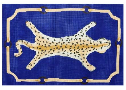 click here to view larger image of Leopard Clutch on Blue (hand painted canvases)