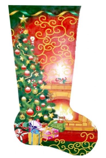 click here to view larger image of Christmas Room Stocking (hand painted canvases)