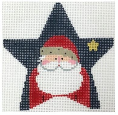 click here to view larger image of Santa in Blue Star (hand painted canvases)