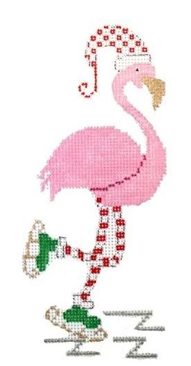 click here to view larger image of Skating Flamingo (hand painted canvases)
