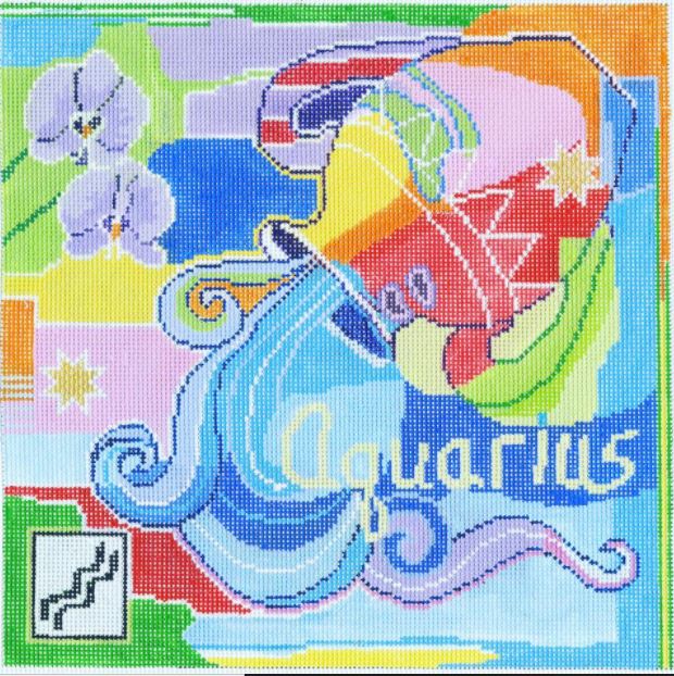click here to view larger image of Zodiac - Aquarius (hand painted canvases)