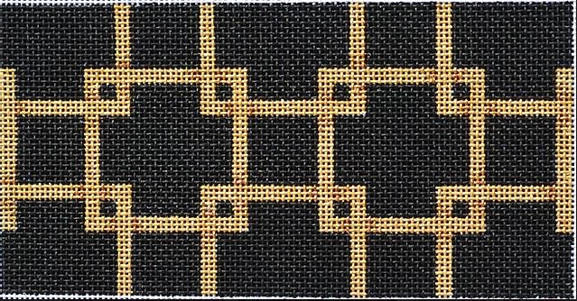 click here to view larger image of Square Lattice Black/Gold (hand painted canvases)
