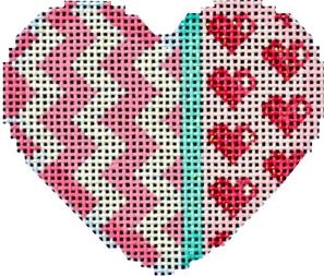 click here to view larger image of Chevron/Hearts Mini Heart   (hand painted canvases)