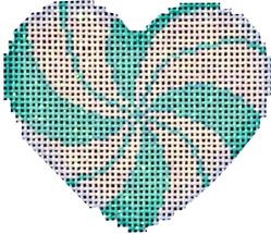 click here to view larger image of Peppermint Swirl/Aqua Mini Heart   (hand painted canvases)