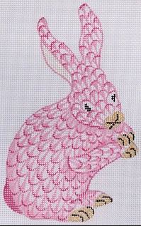 click here to view larger image of Mini Herend-Style Standing Bunny Pink w/Gold  (hand painted canvases 2)