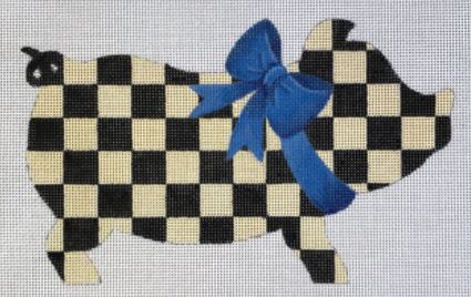 click here to view larger image of Checked Pig (hand painted canvases)