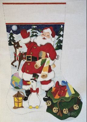 click here to view larger image of Packing the Sleigh Stocking (hand painted canvases)