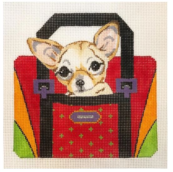 click here to view larger image of Chihuahua Puppy In Red Purse (hand painted canvases)