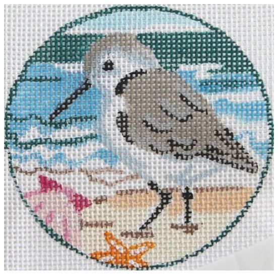 click here to view larger image of Sandpiper w/Shell Ornament (hand painted canvases)
