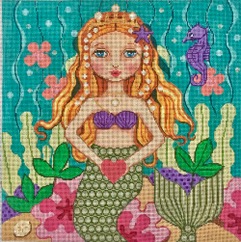 click here to view larger image of Mermaid w/Heart (hand painted canvases)