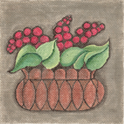 click here to view larger image of Red Berries in Copper Pot (hand painted canvases)