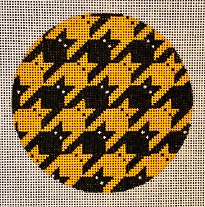 click here to view larger image of Houndstooth Kitty Black/Orange Ornament (hand painted canvases)