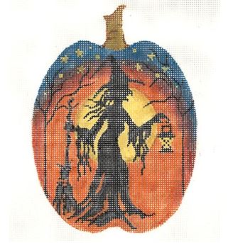 click here to view larger image of Witch Silhouette Pumpkin (hand painted canvases)