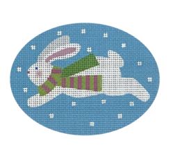 click here to view larger image of Jumping Bunny Green/Pink Scarf (printed canvas)