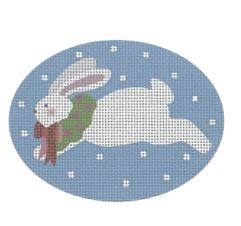 click here to view larger image of Jumping Bunny w/Wreath (printed canvas)
