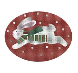 click here to view larger image of Jumping Bunny Tri Colored Scarf Red Background (printed canvas)