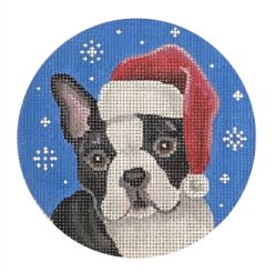 click here to view larger image of Boston Terrier Santa  (hand painted canvases)