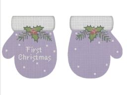 click here to view larger image of First Christmas Mittens - Lavender (printed canvas)