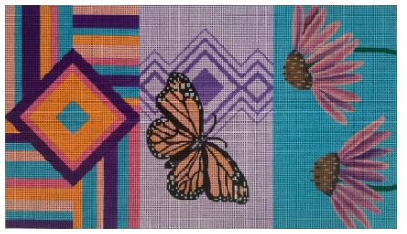 click here to view larger image of Butterfly/Cone Flower Tri-Fold Clutch (hand painted canvases)