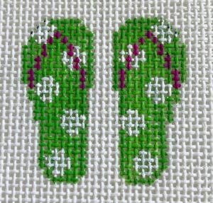 click here to view larger image of Mini - Green Flip Flops (hand painted canvases)