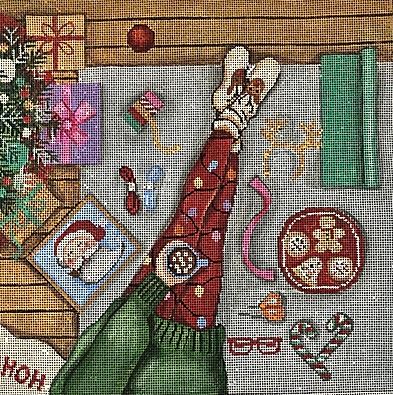 click here to view larger image of Happy Stitching - Christmas Morning (hand painted canvases)
