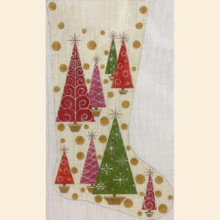 click here to view larger image of Christmas Trees/Polka Dots Christmas Stocking (hand painted canvases)