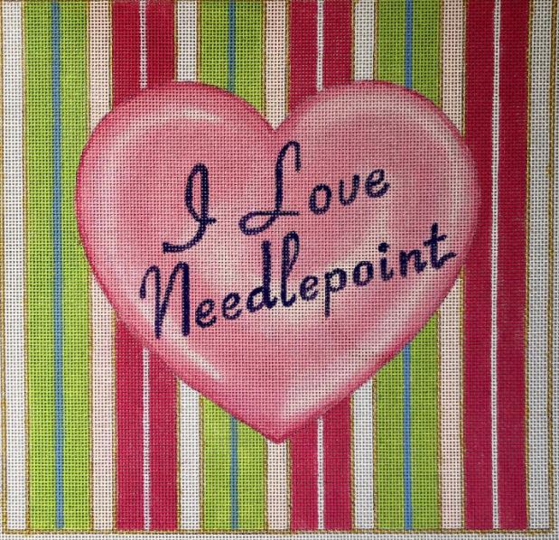 click here to view larger image of I Love Needlepoint - Square (hand painted canvases)