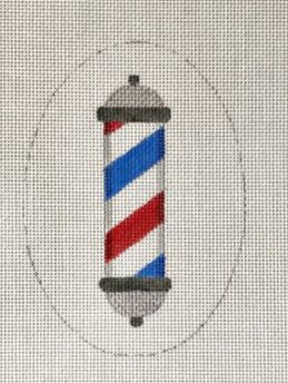 click here to view larger image of Barber Pole Ornament (hand painted canvases)