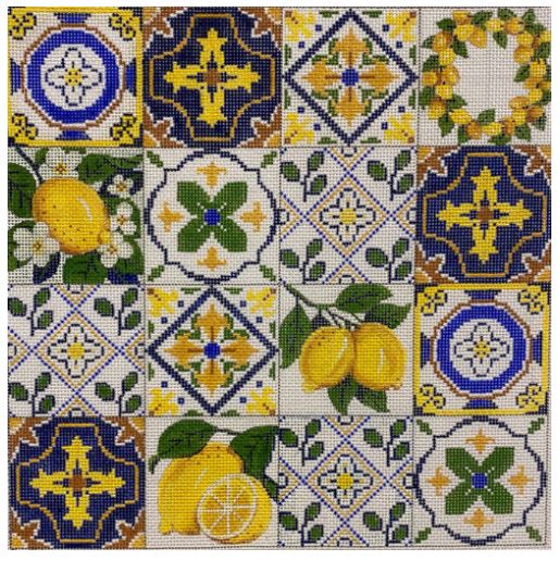 click here to view larger image of Navy/White Lemon Collage (hand painted canvases)