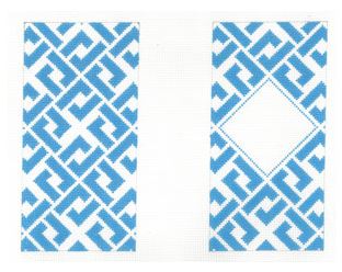 click here to view larger image of Blue Interlocking Diamonds Eyeglass Case (hand painted canvases)