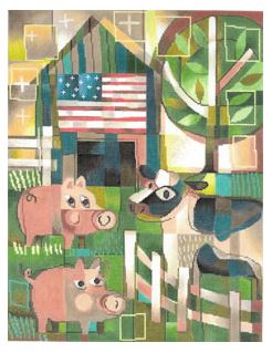 click here to view larger image of Pigs and Cow (hand painted canvases)