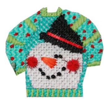 click here to view larger image of Snowman Face Ugly Sweater (hand painted canvases)