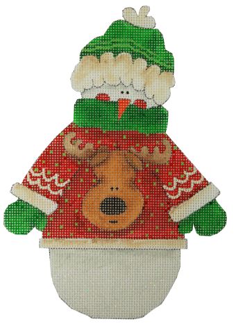 click here to view larger image of Reindeer - Snowman w/Ugly Sweater (hand painted canvases)