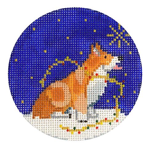 click here to view larger image of Midnight Corgi Round (hand painted canvases)