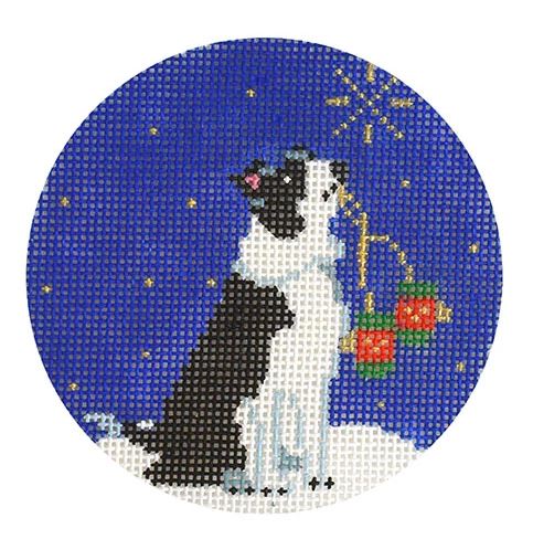 click here to view larger image of Midnight Border Collie Round (hand painted canvases)
